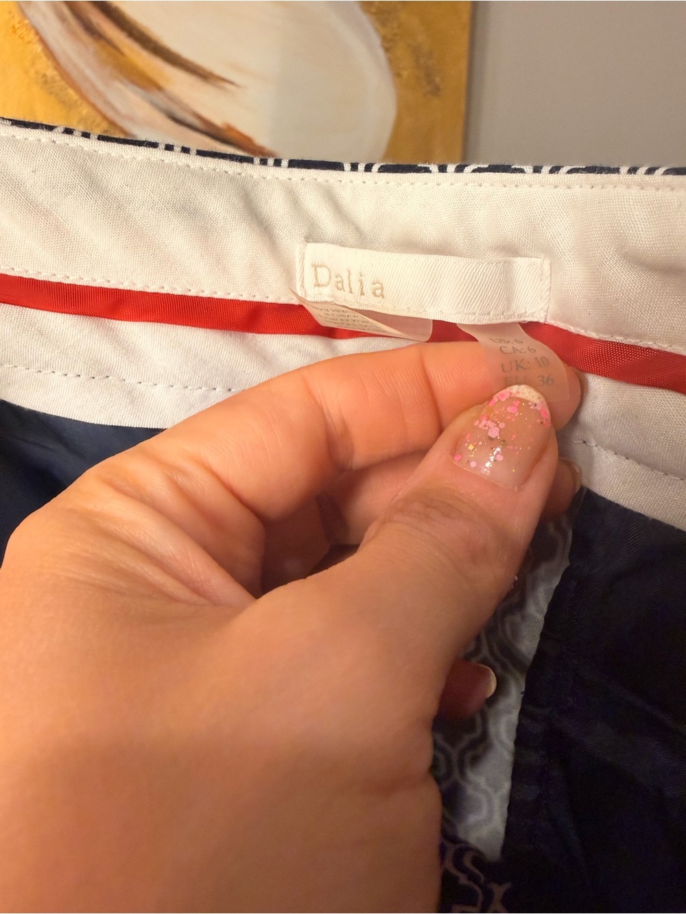 Dalia Navy and White Geometric Chinos - Picture 2 of 2